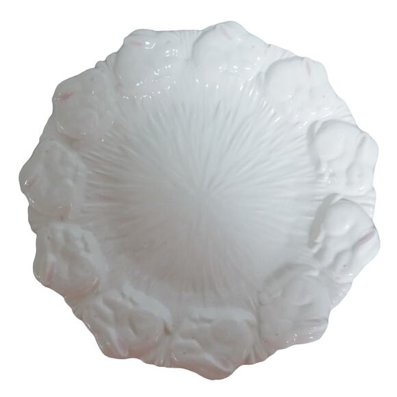 White and Pink Serving Platter Plate 10" Decorative Bunny Rabbit Decor Rare - Picture 10 of 10